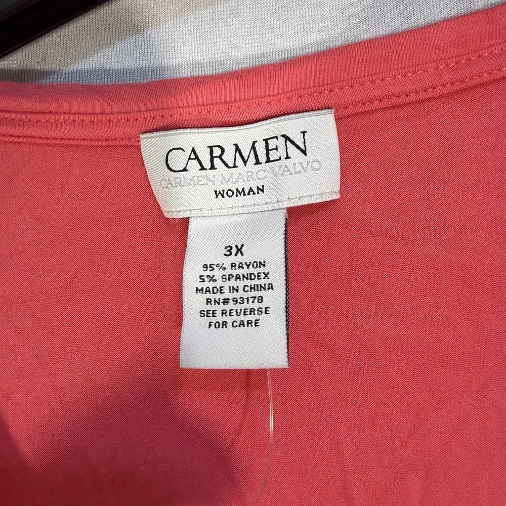 carmen marc valvo Tunic Studded Blouse Pink 3X Rayon NEW Summer Top Comfort Soft - Picture 4 of 8
